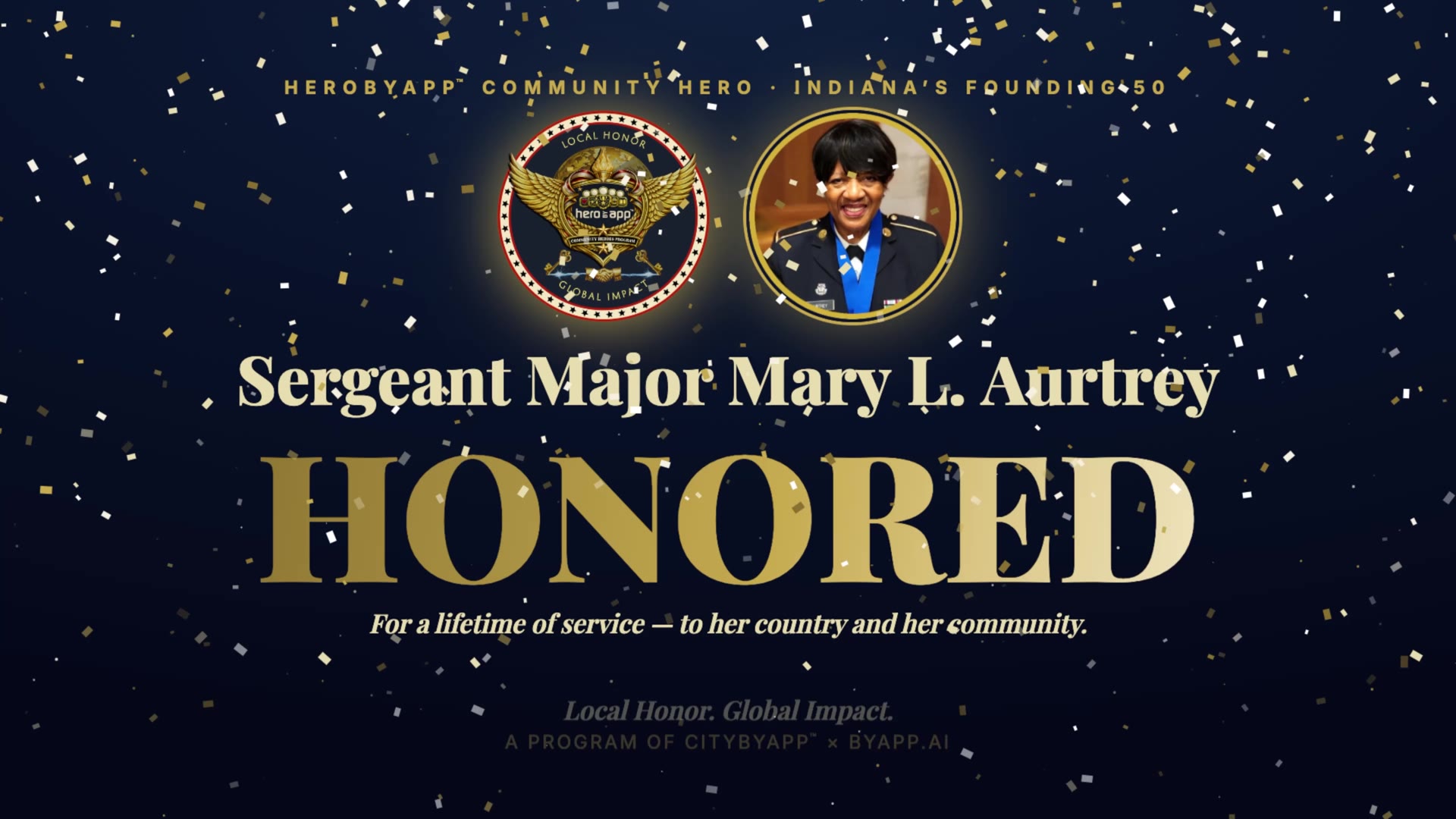 HeroByApp film: Sergeant Major Mary L. Aurtrey honored, Indiana's Founding 50